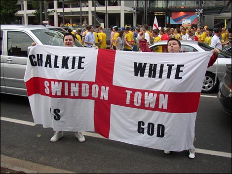 Swindon fans flying the flag
