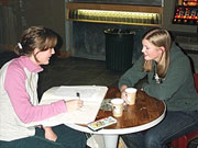 two students with coffee