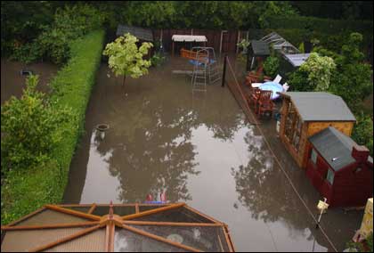 A back garden in Kingston Avenue, Worcester
