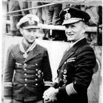 Grand Admiral Doenitz and his Flag Lieutenant after their surrender. John was to act as their Escort to a Special Interrogatiopn Unit. They got on very well and talked en route. On arrival, he shook hands and wished him "viel gluck" (Good luck). Grand Admiral Doenitz and his Flag Lieutenant after their surrender. John was to act as their Escort to a Special Interrogatiopn Unit. They got on very well and talked en route. On arrival, he shook hands and wished him "viel gluck" (Good luck).