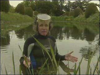 Penny Hemphill diving to search for water vole