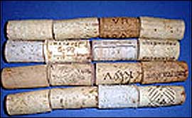 Pic: four rows of corks.