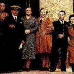 Family portrait of Carne family outside Moorshill house, Saint Blazey.  Left to right - Sheila, Dorothy, Mr and Mrs Inkerman Carne, Phyllis, Edwin and Dill.