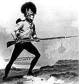 Image of soldier firing a Brown Bess musket, 1804