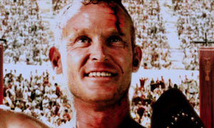 Euxenius (Richard Bradshaw) winning his first fight