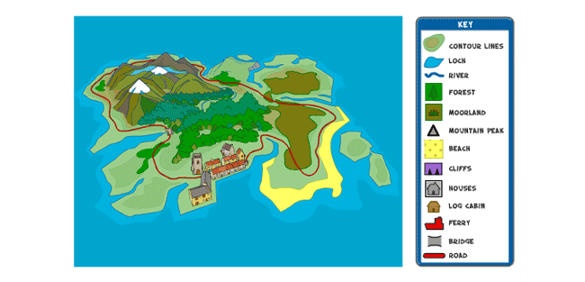 Tilted map and key