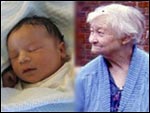 Baby and elderly lady