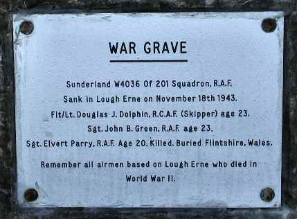 Names on memorial tablet to 1943 Sunderland crash