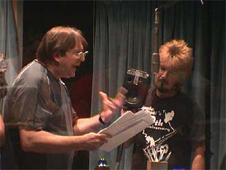 Mark Wing-Davey (Zaphod) with Dirk Maggs (Director)