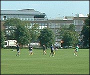Playing football on Parker's Piece