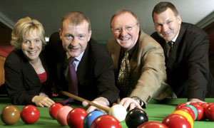 Hazel Irvine, Steve Davis, Dennis Taylor and Ray Stubbs