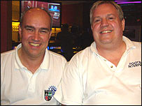 BBC Radio Manchester's Ian Cheeseman and football interpreter Peter Clark