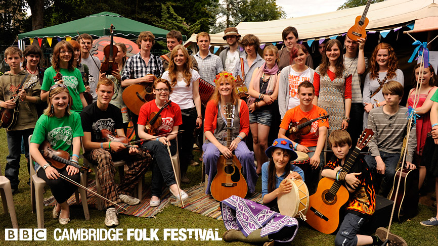 Eddi Reader and the young folk musicians after their Radio 2 workshop.