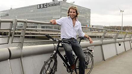 Mark Beaumont outside BBC Scotland headquarters