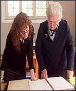 Looking over the Parish records