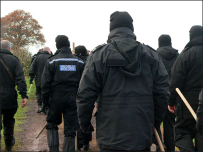 Police arriving at the farm