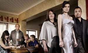 (L-R) Linzey Cocker, Connor McIntyre, Rita May, Lee Worswick, Kathryn Hunt, Sinead Moynihan and Lee Boardman in Drop Dead Gorgeous