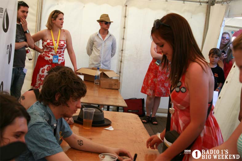 The Kooks in the signing tent