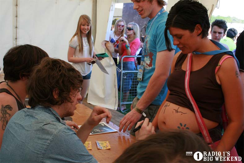 The Kooks in the signing tent