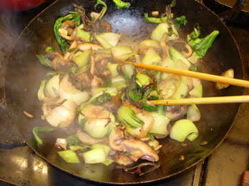 Stir-fried pak-choi and amaranth