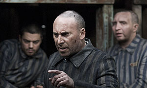 (l-r) Dominic Cooper as Moche, Antony Sher as Akiba, Eddie Marsan as Lieble