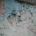 A hand-drawn map showing the travels of a prisoner...from Jeff Hampson's diary.  He was a prisoner from November 1943 until 1945.