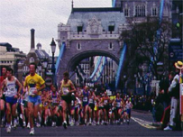 Marathon runners at Tower Bridge