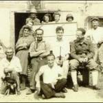 Jack and the Merlettes on 22nd August 44, Chaumot’s liberation day. Jack is in the middle on the jeep bonnet.  M and Mme Merlette on his right, Mimi is behind the windscreen on the left of the American soldier. Mme ‘Dudu’ the Jewess, is possibly the woman behind Mme Merlette.