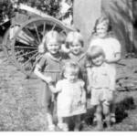 From left to right back row, Stella aged 7, Evelyn aged 6 Maisie aged 9, Front row Elizabeth aged 1 1/2, Jimmy aged 4. They arrived in Kingston Seymour in Somerset, during October 1940. From left to right back row, Stella aged 7, Evelyn aged 6 Maisie aged 9, Front row Elizabeth aged 1 1/2, Jimmy aged 4. They arrived in Kingston Seymour in Somerset, during October 1940.