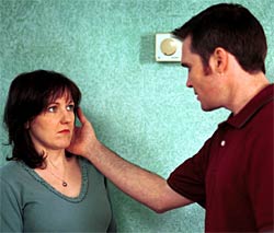 Kacey Ainsworth as Little Mo and Alex Ferns as Trevor in Hitting Home - Trevor and Little Mo