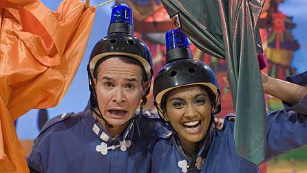 Alex Winters as PC Ping and Nisha Anil as PC Pong