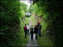 Walking through the geological cutting