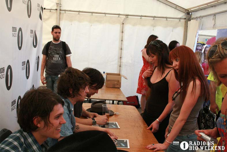 The Kooks in the signing tent
