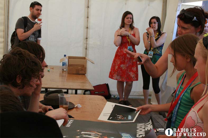 The Kooks in the signing tent