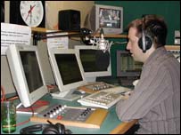 Reporter in studio