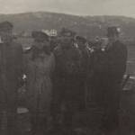 Pilot, S/L Morrow, Navigator, P/O Tamhlym, Radio Operator, F/S McLaughlin, and Fr. William Hennebury standing along side the Boston BZ 277 in Conche, Newfoundland, 1942 Pilot, S/L Morrow, Navigator, P/O Tamhlym, Radio Operator, F/S McLaughlin, and Fr. William Hennebury standing along side the Boston BZ 277 in Conche, Newfoundland, 1942