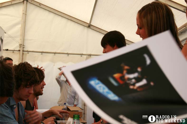 The Kooks in the signing tent