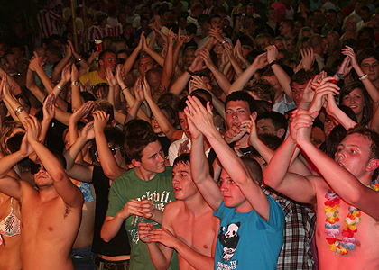 Greg James, Judge Jules and Dave Pearce spend the day at BCM in Magaluf