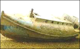 The RYDER stranded on a beach in 1987
