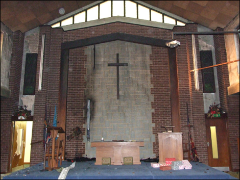 Fire damage at Kidderminster church - alter