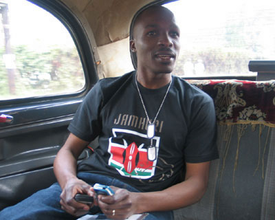 Edu jumps in a black London cab