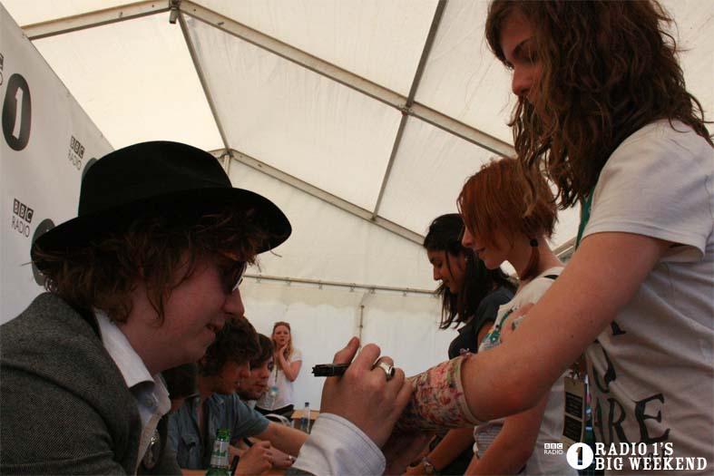 The Kooks in the signing tent
