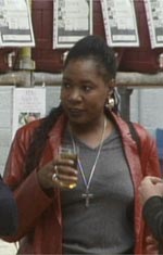 Woman with cider in hadn