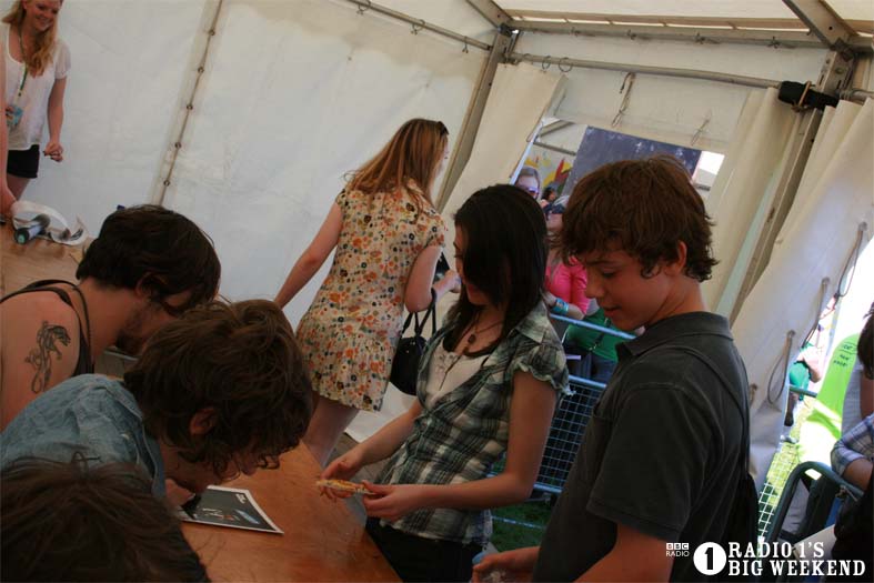 The Kooks in the signing tent