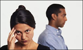 Upset couple.