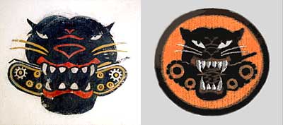 Official Tank Destroyer Battalion patch compared to the one painted on the walls at the Arogory.