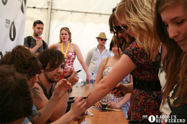 The Kooks in the signing tent