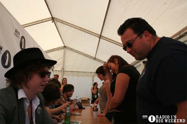 The Kooks in the signing tent