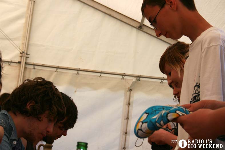 The Kooks in the signing tent