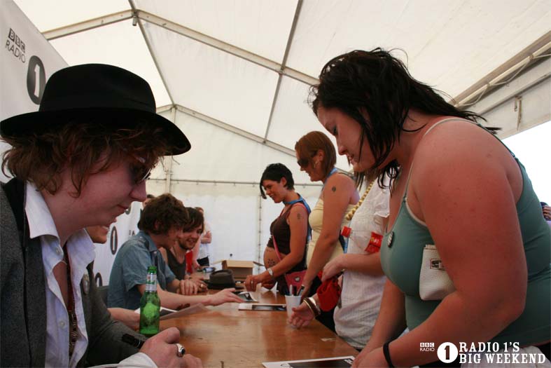 The Kooks in the signing tent